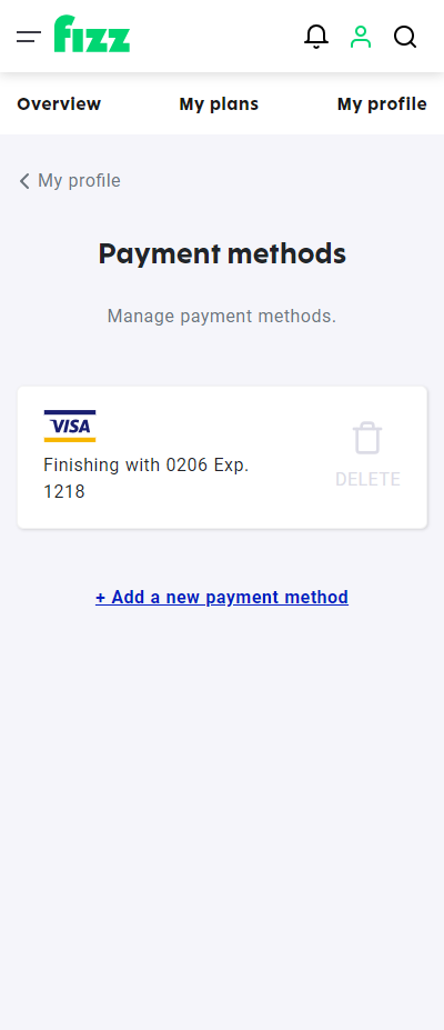 Screenshot: Payment methods