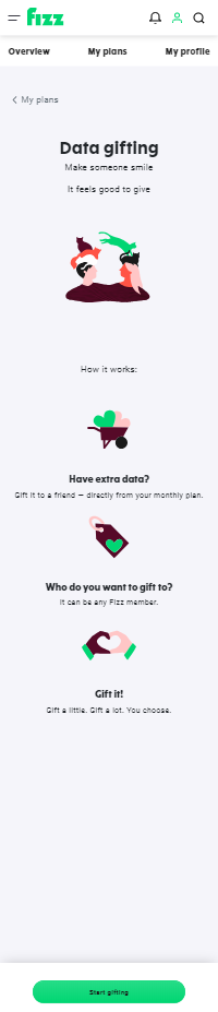 Screenshot: Click on “start gifting”