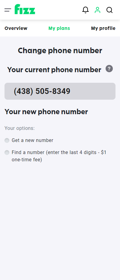Screenshot: The two options you have to change your phone number